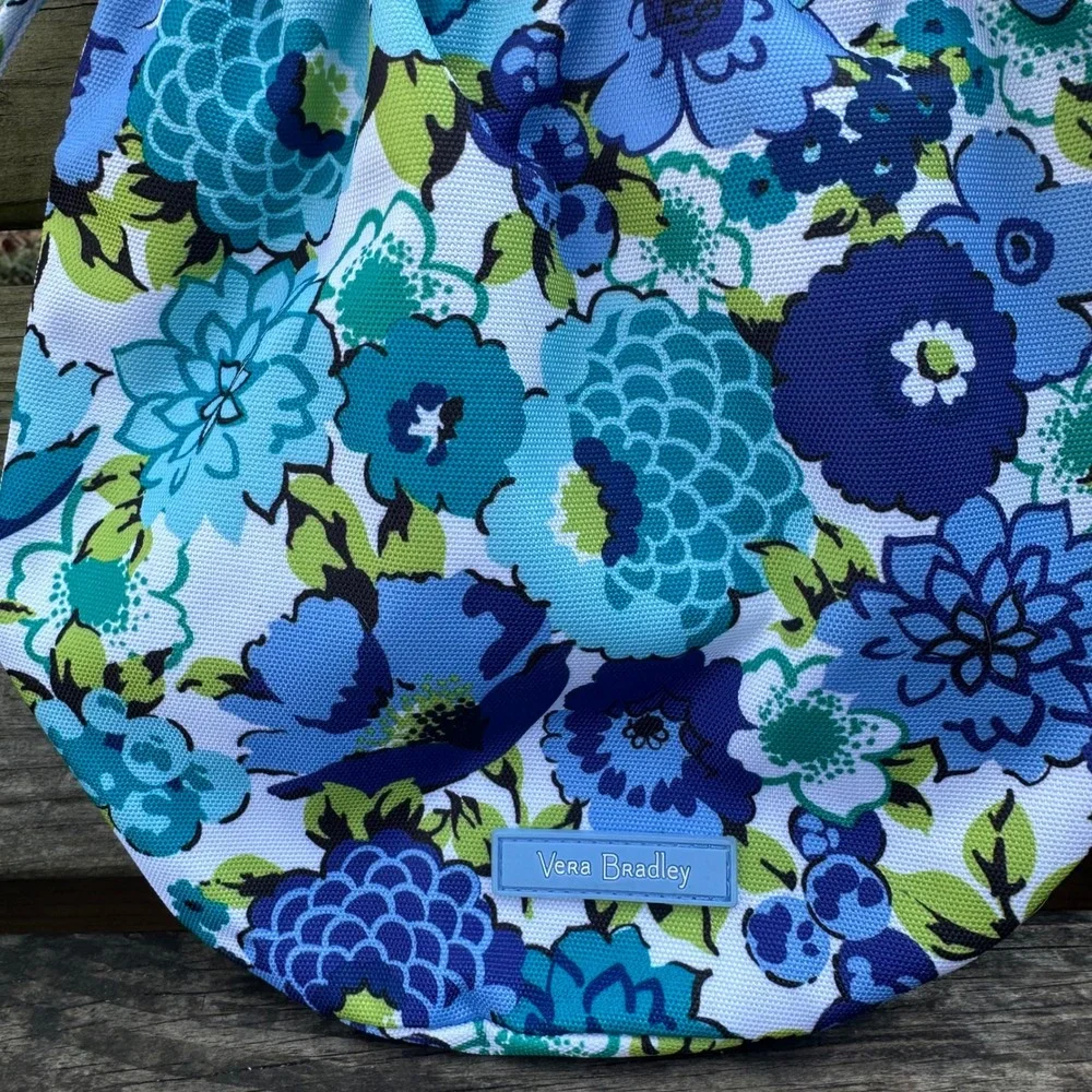 Vera Bradley Ditty Bag Drawstring‎ Pouch Blueberry Blooms Blue Floral Cosmetic